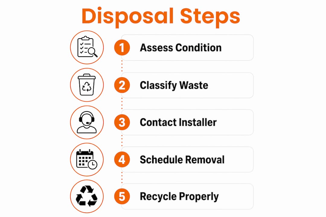 Infographic illustrating solar panel disposal steps