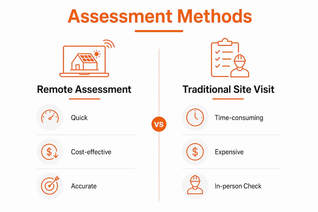Infographic comparing remote vs traditional solar assessments