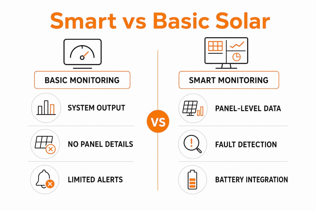 Infographic comparing smart and basic solar monitoring features