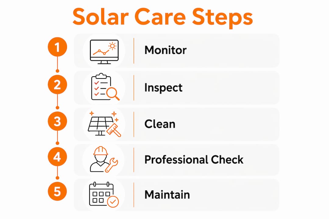Infographic outlining solar care routine steps