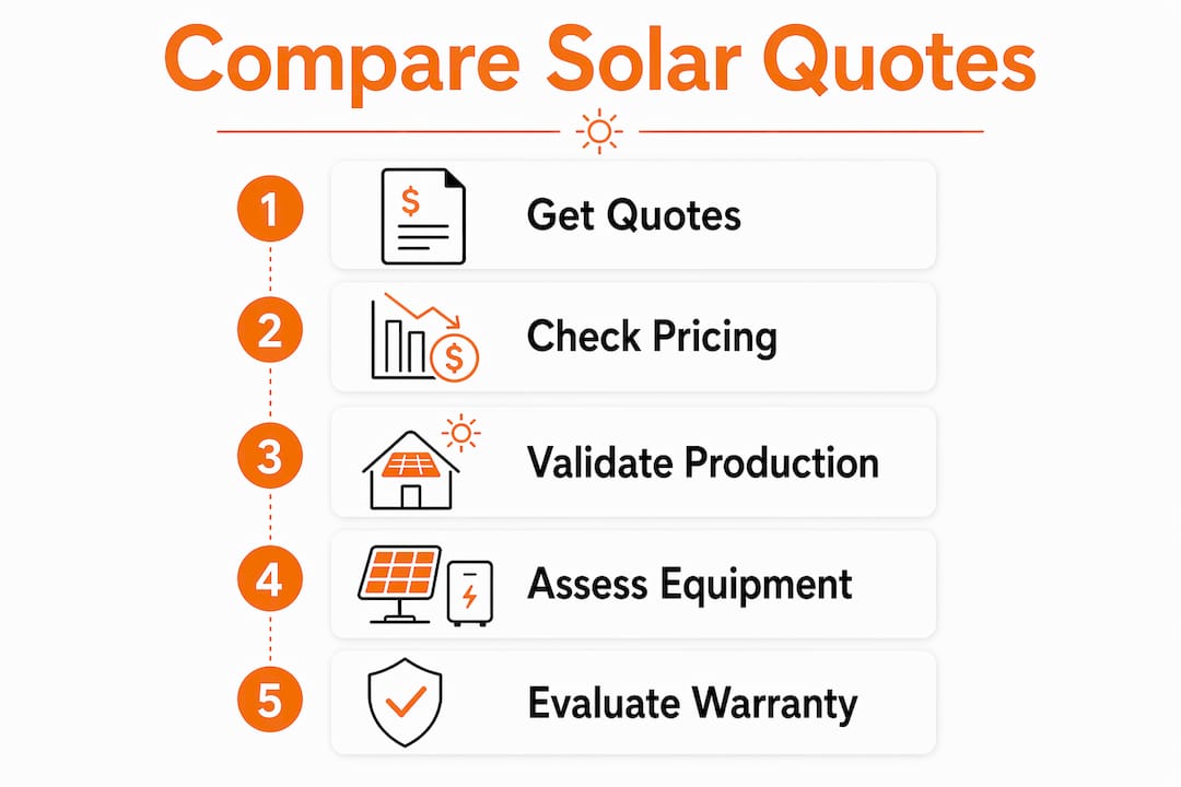 Infographic illustrating solar quote comparison steps