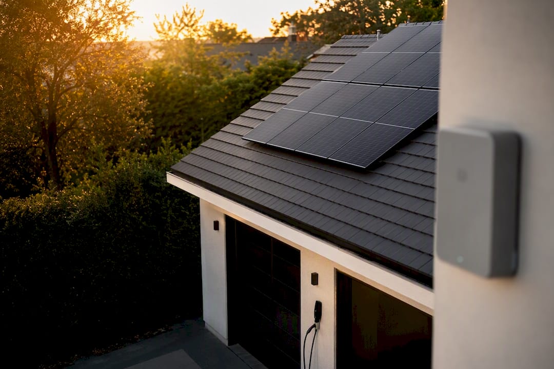 Solar panels and battery near home EV charger
