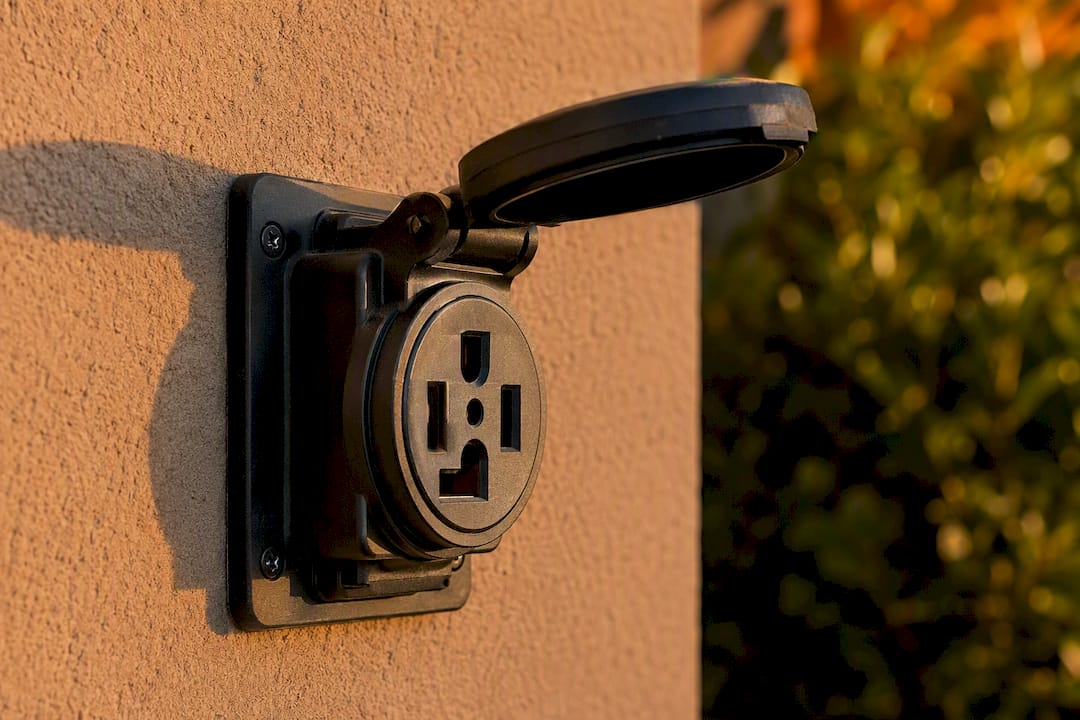 Commercial grade 50A electrical receptacle close-up