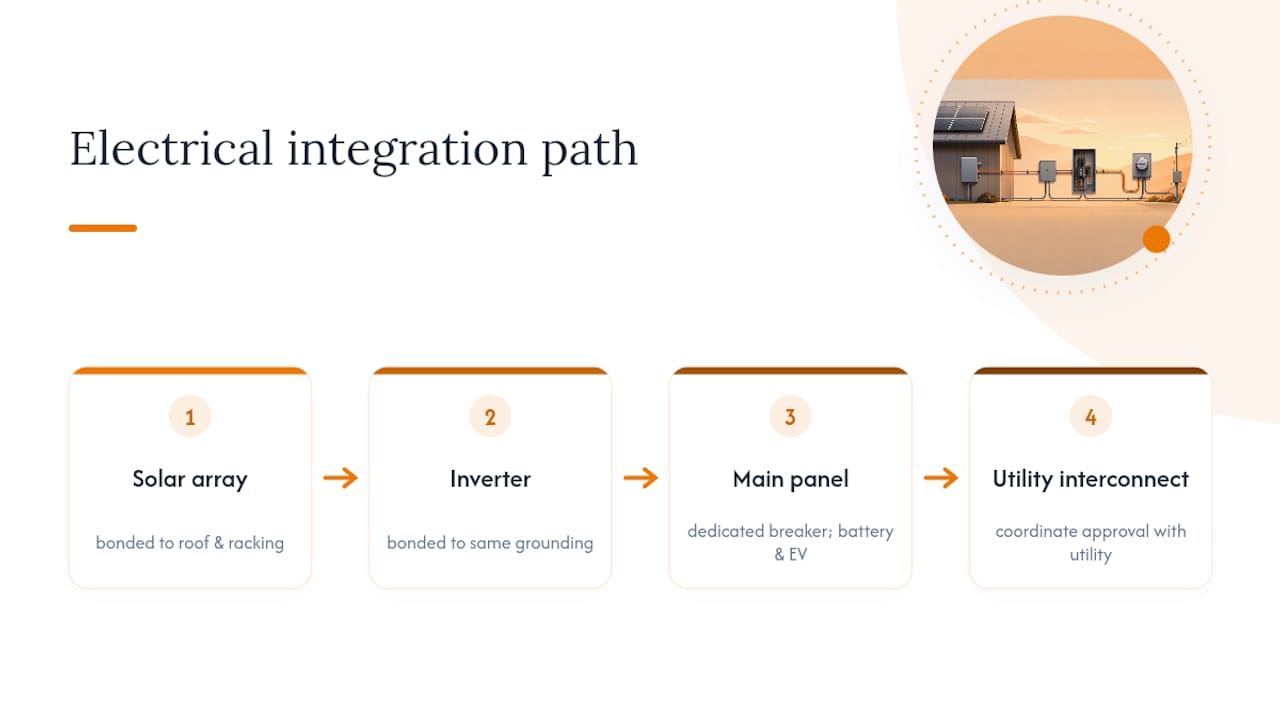 Solar system electrical integration and optional branches