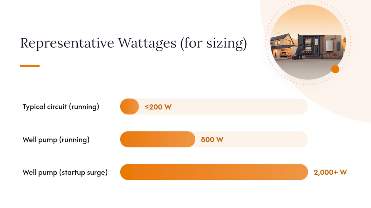 Critical load wattage sizing formula