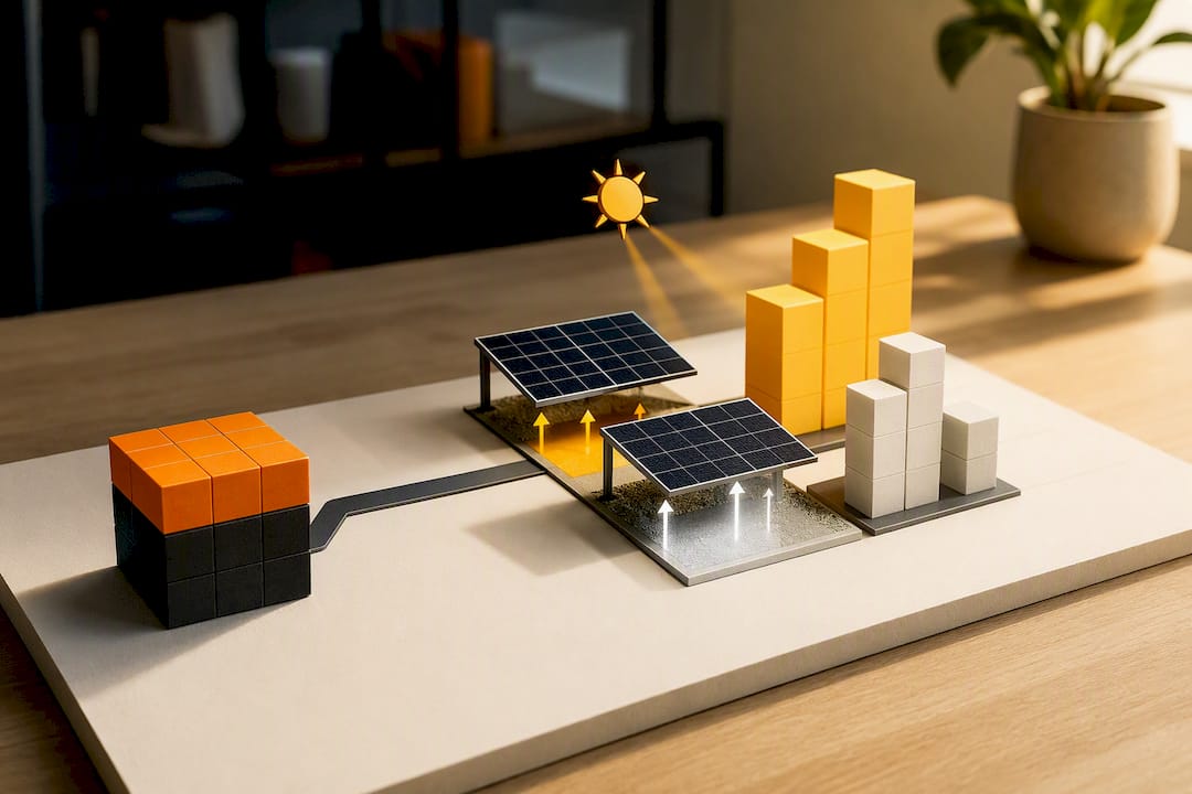 Illustration comparing panel premium and energy gain