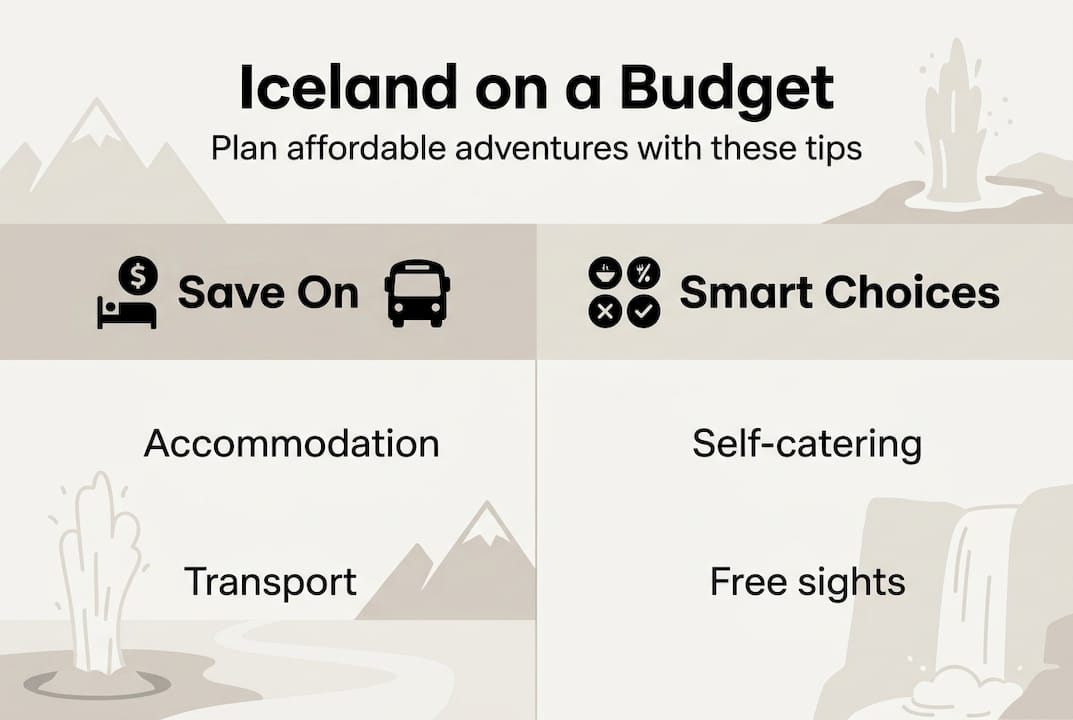 Infographic showing affordable Iceland travel tips