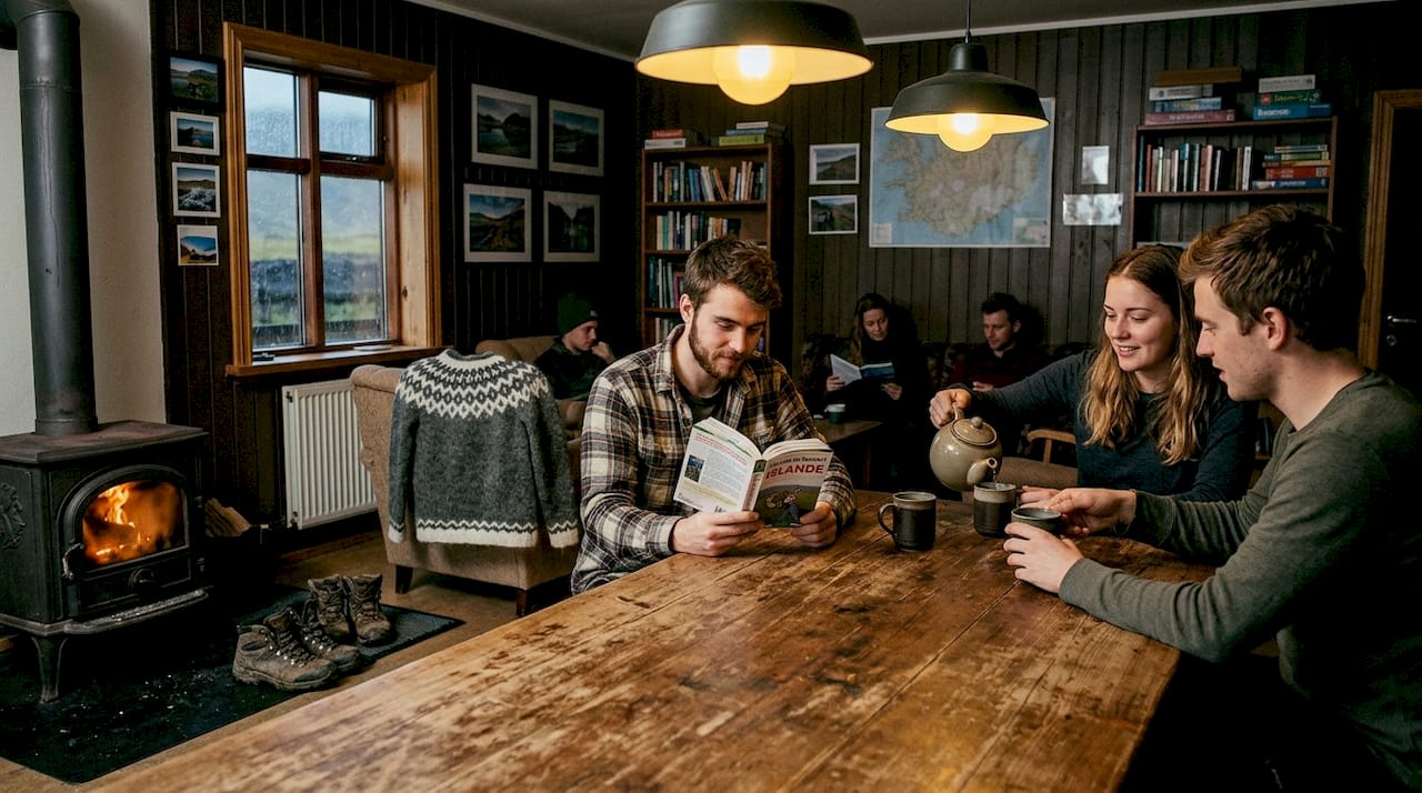 Espace détente convivial pour jeunes voyageurs au Fox Hostel
