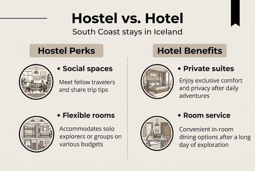 Infographic comparing hostel and hotel features
