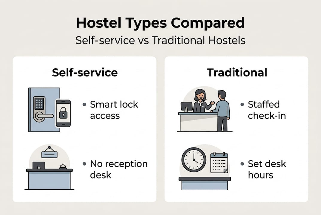Infographic comparing hostel types key features