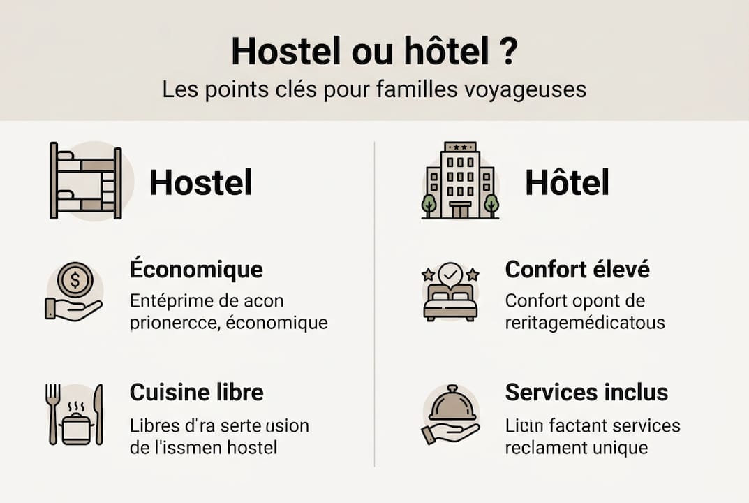 Infographie : hôtel ou auberge de jeunesse, quelle formule privilégier pour un séjour en famille ?