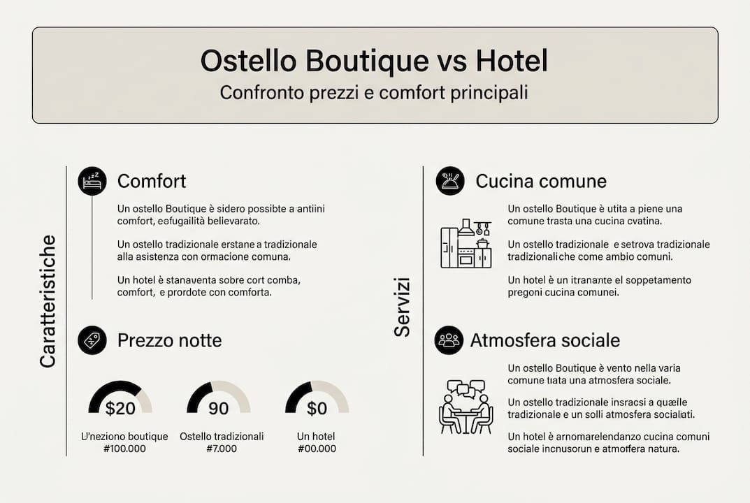 Infografica: confronto tra comfort e prezzi degli ostelli