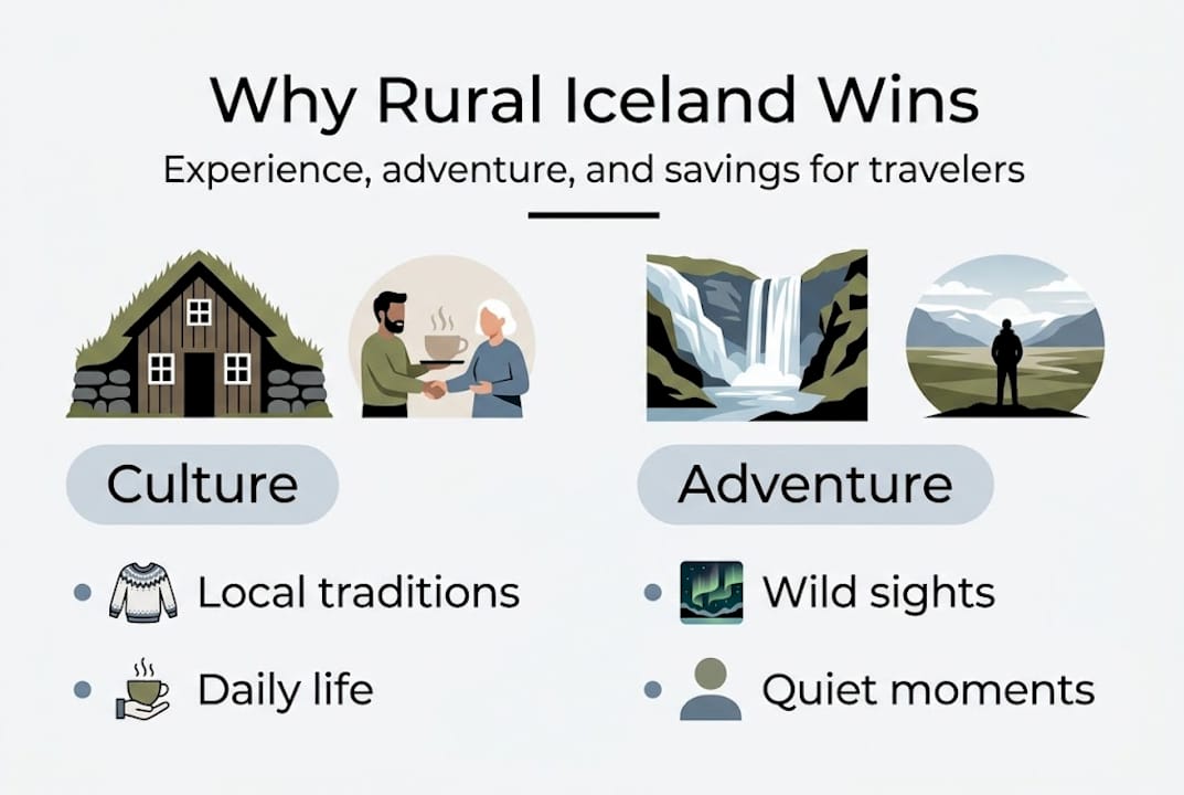 Infographic summarizing rural Iceland advantages
