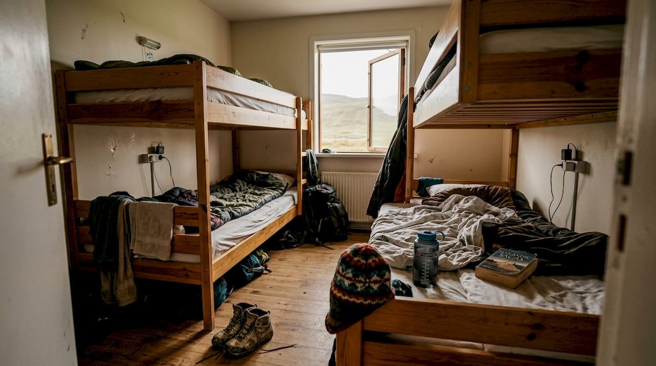 Cozy Iceland hostel dorm with bunk beds