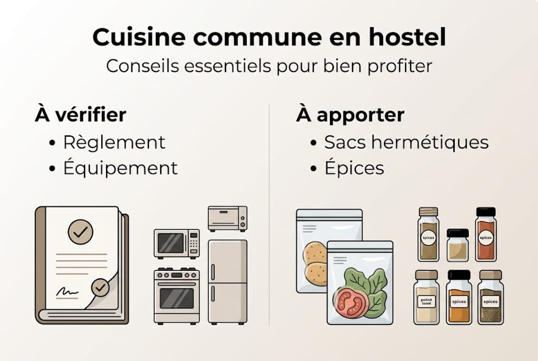 Astuces pratiques pour bien vivre la cuisine partagée en auberge de jeunesse – Infographie