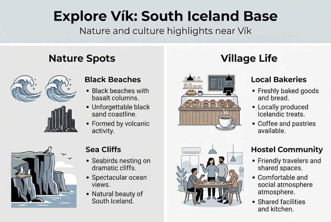 Infographic on Vík nature and culture highlights