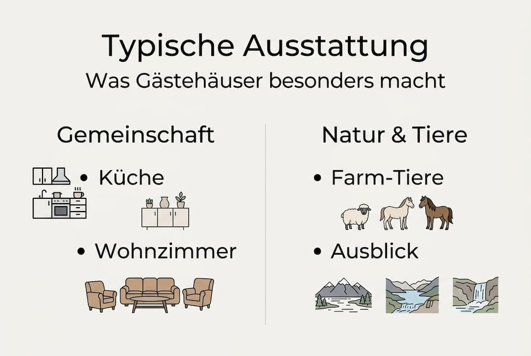 Ausstattung von Gästehäusern in Island – eine Übersicht als Infografik