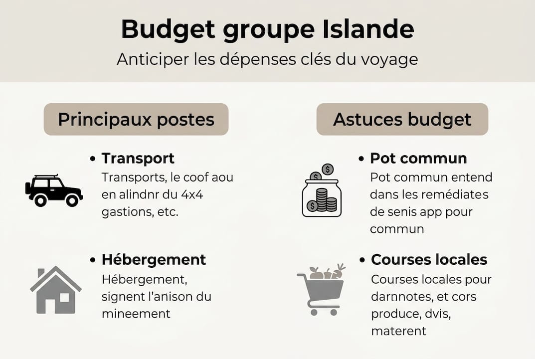Aperçu du budget à prévoir pour un voyage en groupe en Islande (infographie)