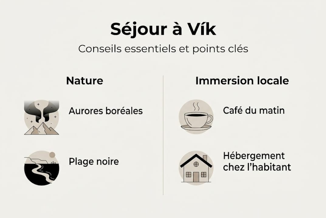 Infographie : les incontournables pour réussir votre séjour à Vík