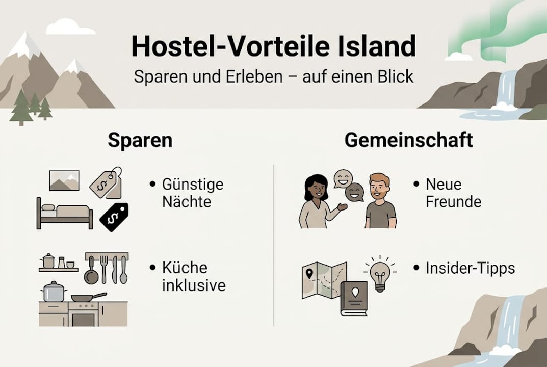 Grafik: So profitieren Island-Reisende von der Hostel-Gemeinschaft und cleveren Sparmöglichkeiten