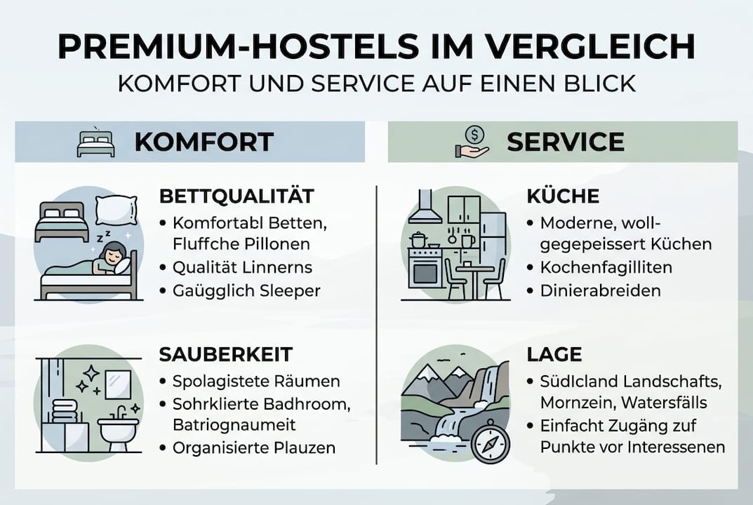 Infografik: Komfort und Service in modernen Hostels auf einen Blick