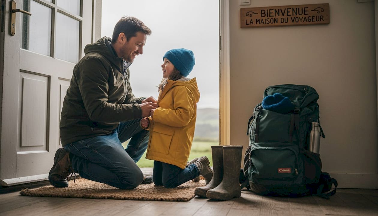 Un père prépare sa fille pour un voyage en Islande