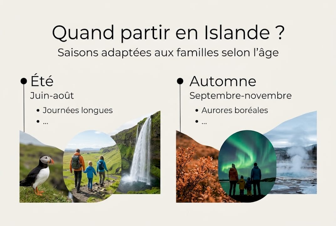 Infographie : été vs automne en Islande, quelle saison choisir pour un voyage en famille ?