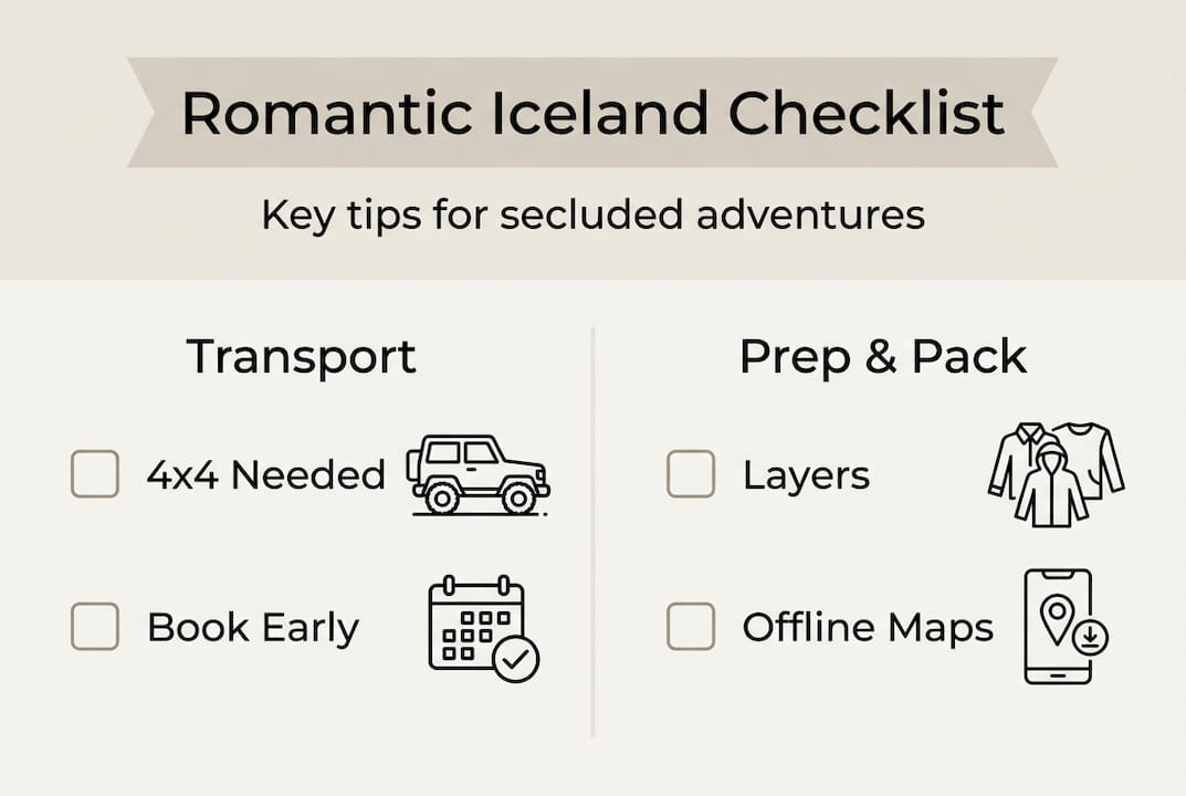 Infographic on preparation for romantic Iceland trip
