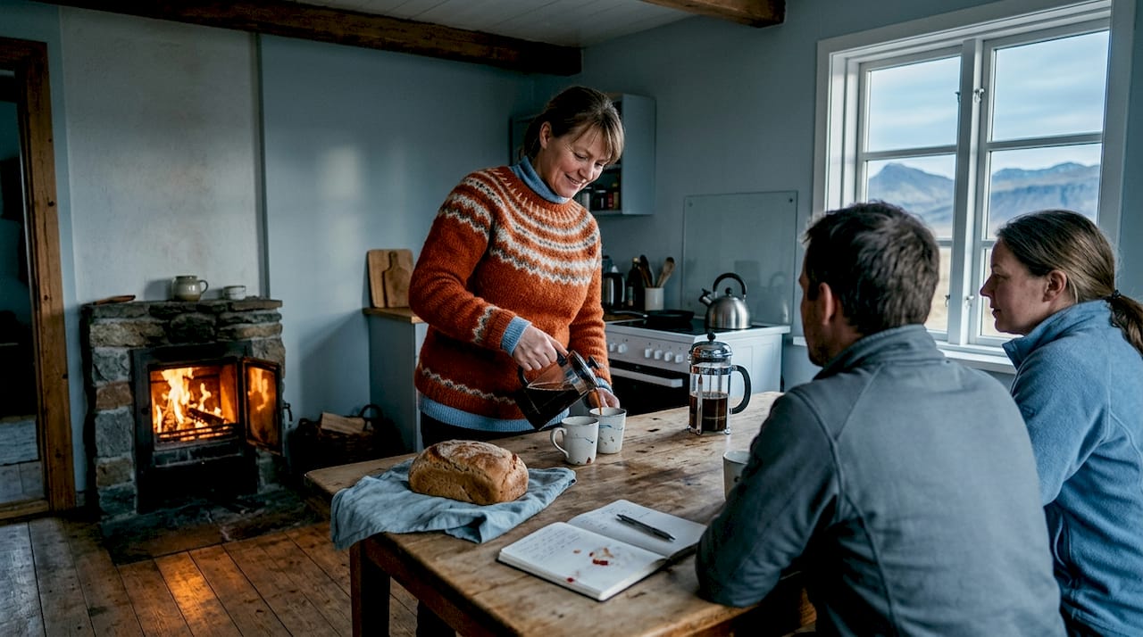 La convivialité d’une cuisine islandaise à la ferme