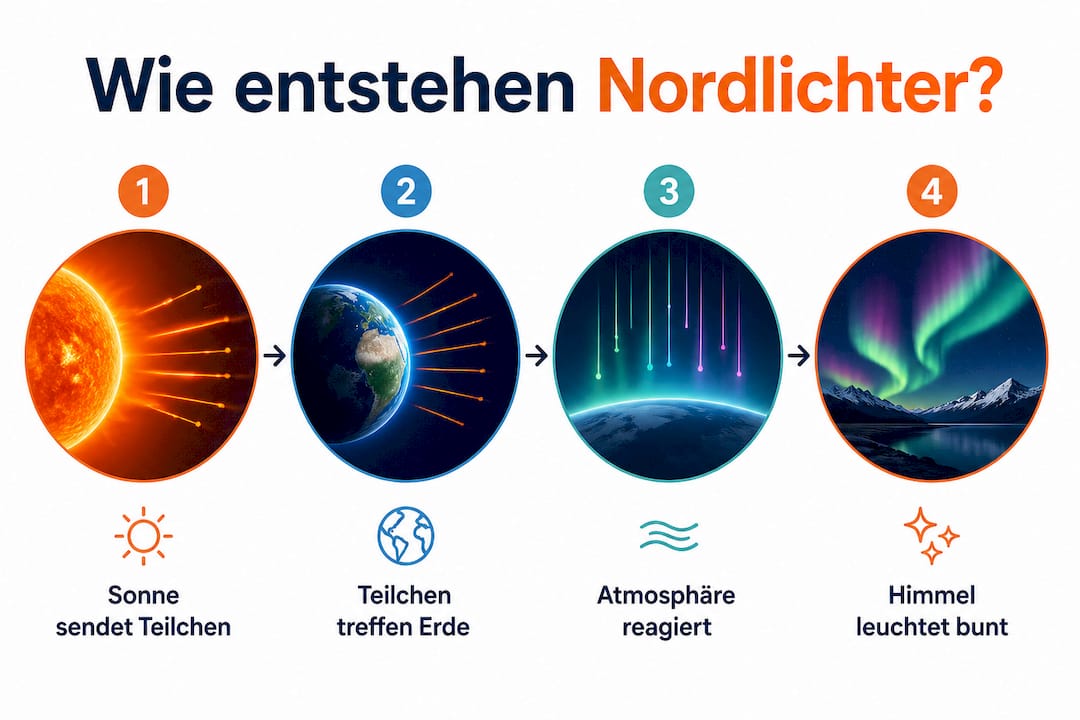 Infografik: So entstehen die Nordlichter – alles Wichtige auf einen Blick