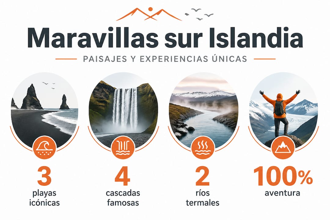 Infografía sobre las maravillas naturales de la costa sur