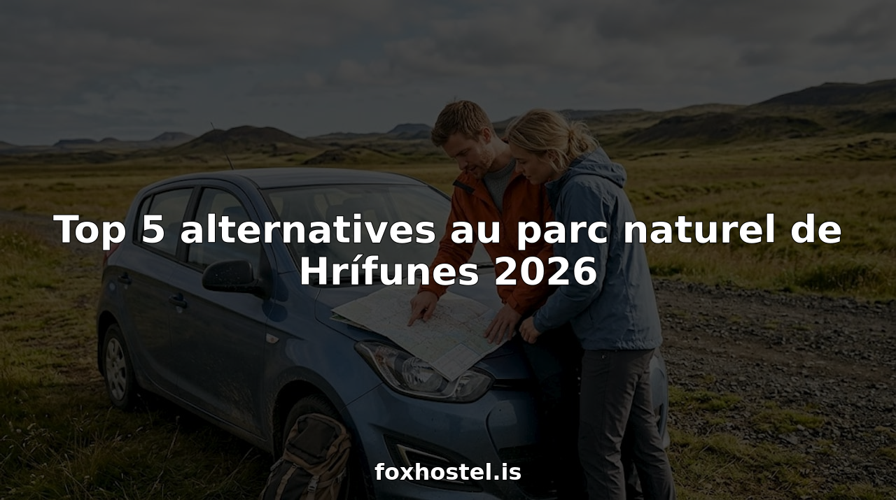 Des voyageurs consultent une carte au cœur de la campagne islandaise, entourés de paysages sauvages.