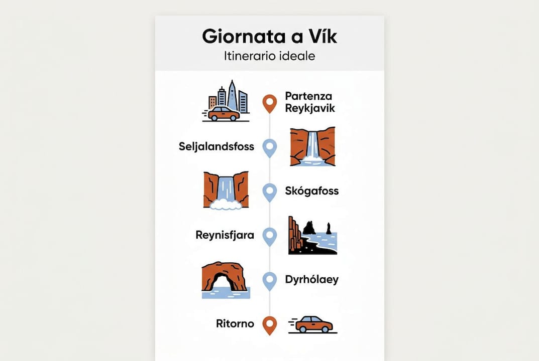 Infografica: le tappe imperdibili di una giornata a Vík