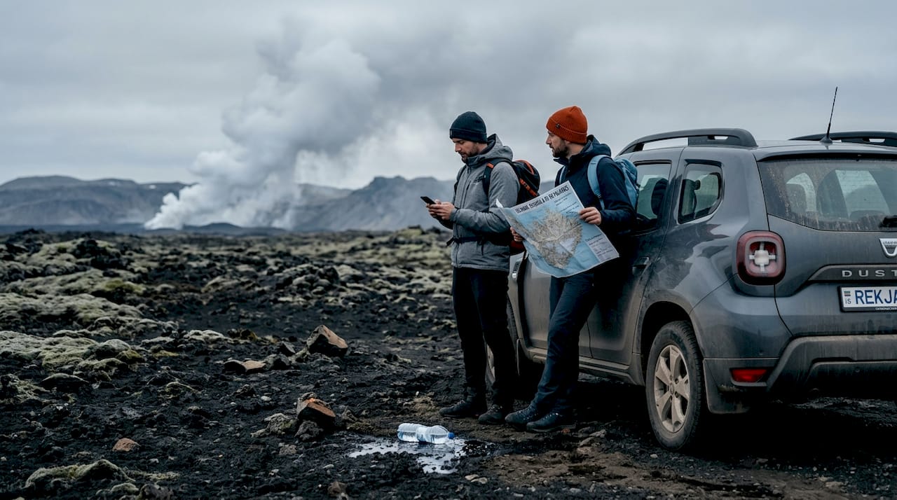 Turisti incantati dallo spettacolo dell’eruzione a Reykjanes