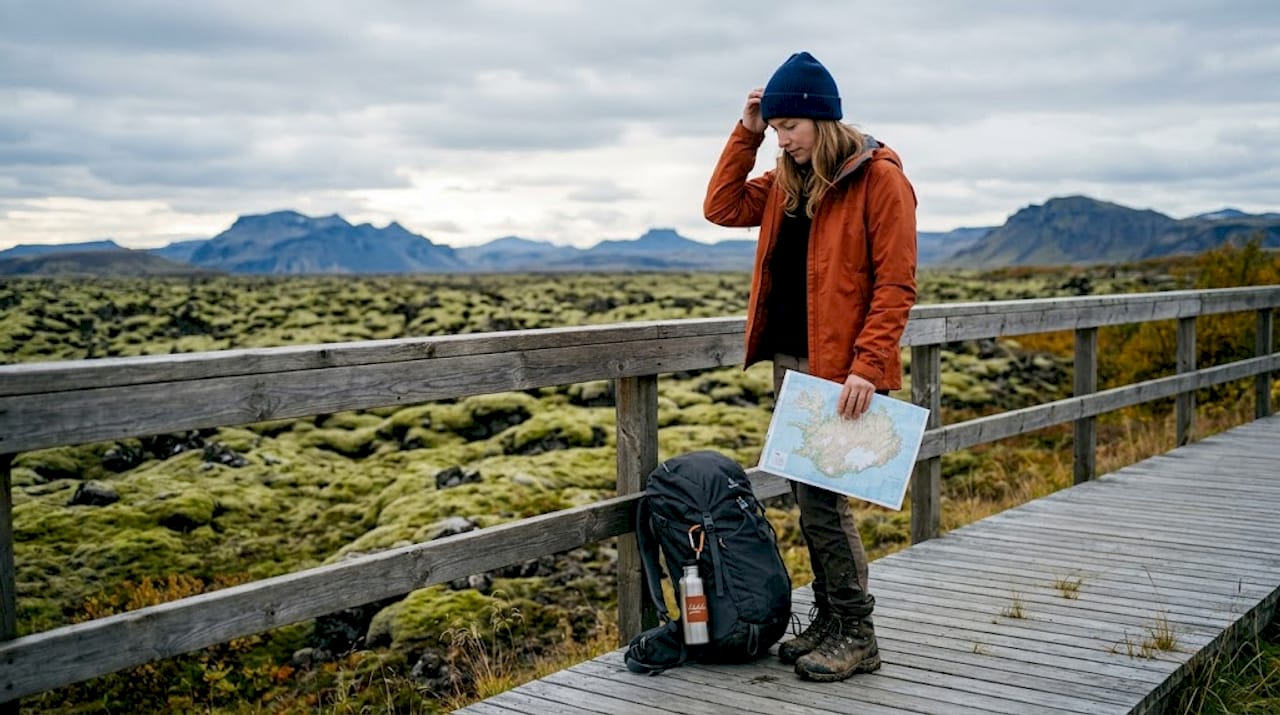Seule au cœur de la nature islandaise, j’avance pas à pas sur un sentier sauvage, portée par l’aventure et la beauté brute des paysages.