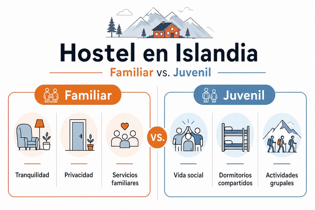 Infografía: diferencias clave entre albergues familiares y albergues juveniles