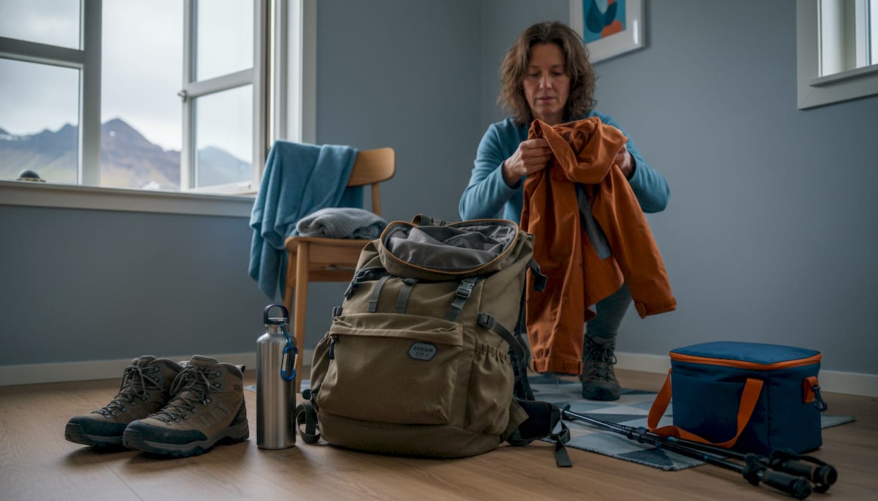 Come organizzare lo zaino da trekking per un viaggio in una tipica casa islandese