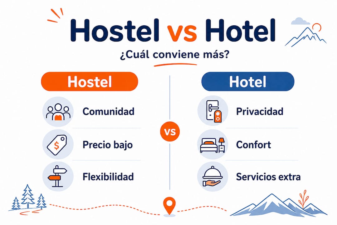 Infografía comparación hostel y hotel Islandia
