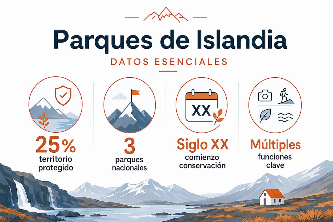 Infografía con las cifras más destacadas de los parques de Islandia