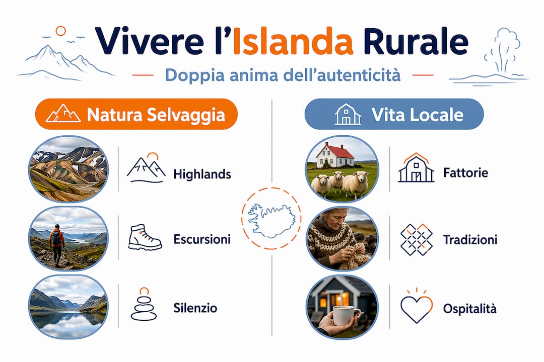 Infografica: alla scoperta delle due sfaccettature dell'autenticità rurale in Islanda