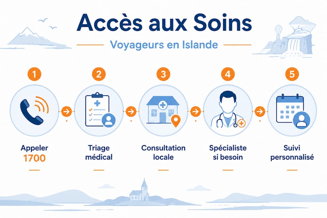 Schéma illustrant le parcours de soins en Islande