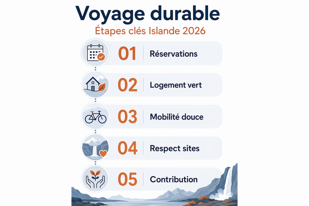 Infographie : les étapes essentielles pour un voyage responsable en Islande