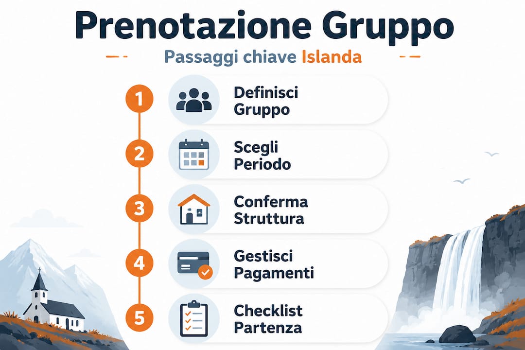 Infografica: tutte le fasi per prenotare un viaggio di gruppo in Islanda