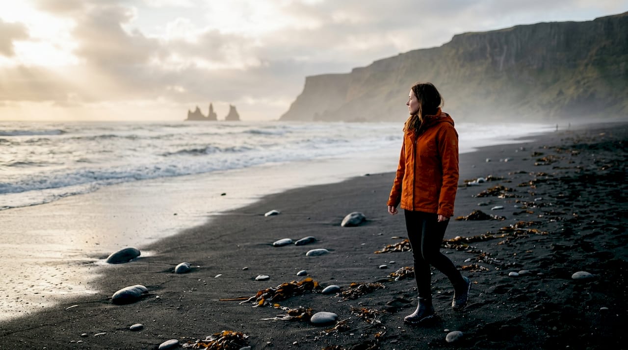 Balade sur le sable noir de Vík