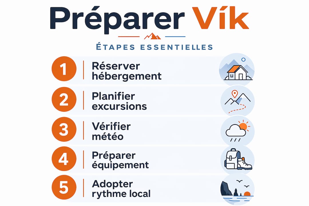 Les indispensables pour profiter pleinement de votre séjour à Vík : le guide étape par étape en infographie