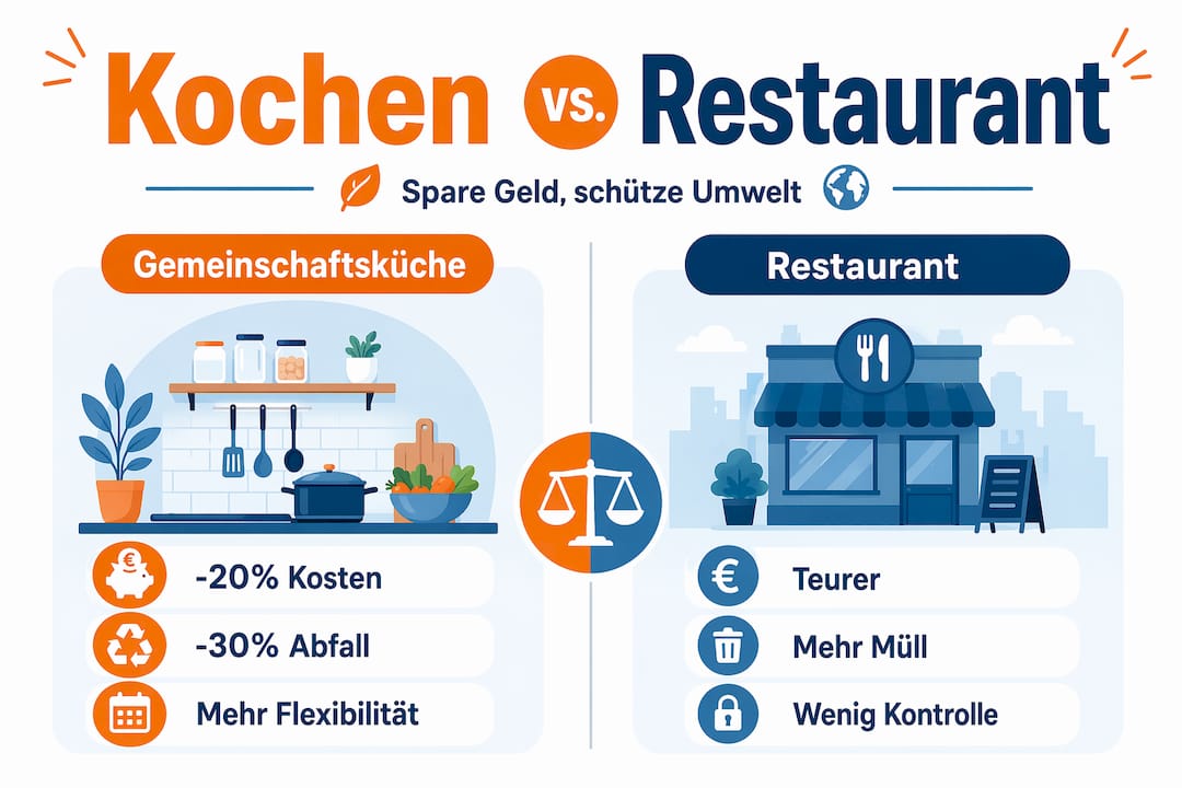 Infografik: Was unterscheidet eine Gemeinschaftsküche vom klassischen Restaurant?