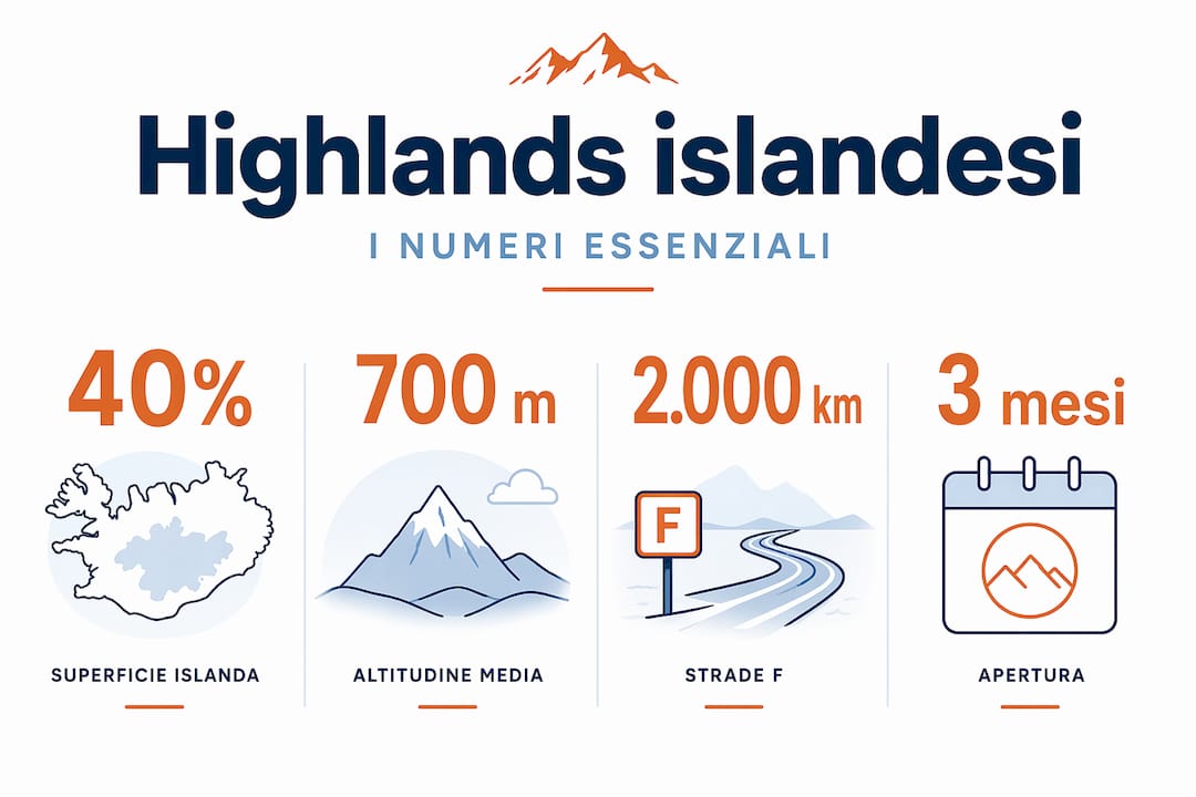 Infografica con i principali dati sulle Highlands islandesi