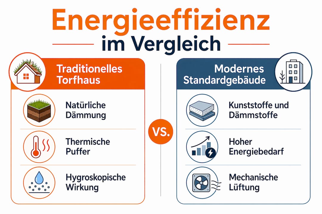Infografik: Energieeffizienz im Vergleich – klassische Altbauten vs. moderne Neubauten
