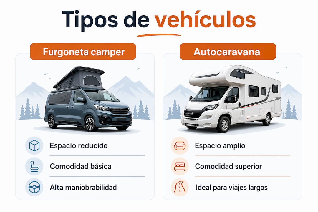 Diferencias a simple vista entre una furgoneta camper y una autocaravana