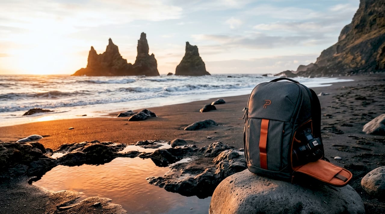 Black sand beach and basalt sea stacks near Vík